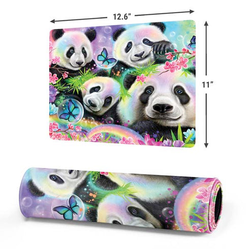 Rainbow Pandas with Butterflies by Sheena Pike Gaming Mouse Pad